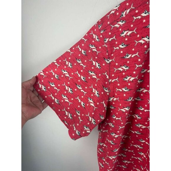 Vintage Columbia PFG Men’s Red Fishing Shirt Tuna USA Flag Short Sleeve Size M - Picture 7 of 9